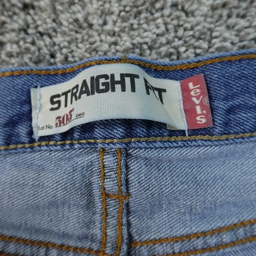 Levis Jeans Mens 36X32 Dark Blue Denim Pants 505 Straight Leg Western Cowboy Y2K